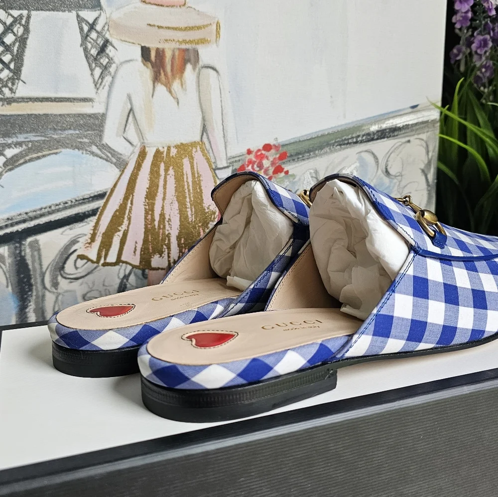 COPY - Gucci Malaga Kid Princetown Vichy Gingham Slip on/Loafer/Mule, size 37 - Picture 8 of 12